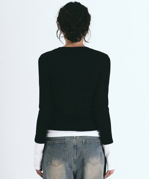 LAYERED PINTUCK LONG SLEEVE TOP #徐睿知同款! - 3 COLORS BLACK