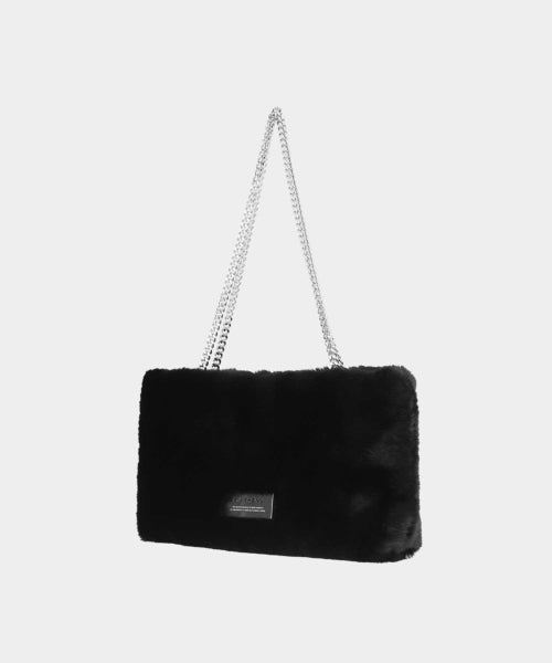 NOVA FUR CHAIN SHOULDER BAG - 2 COLORS BLACK