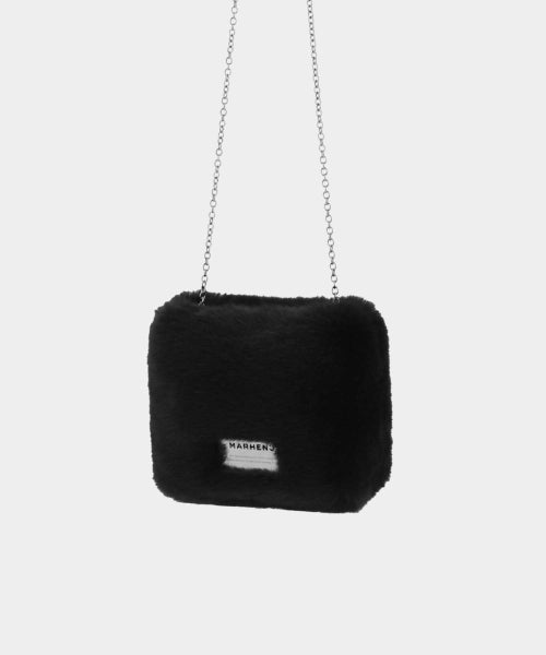 NOVA FUR CHAIN MINI SHOULDER BAG - 4 COLORS BLACK