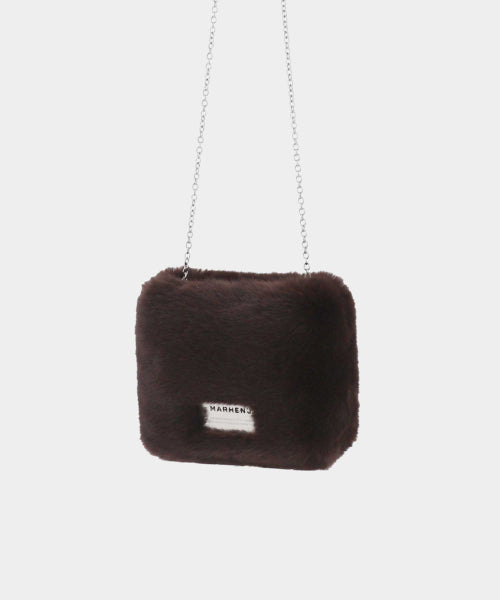 NOVA FUR CHAIN MINI SHOULDER BAG - 4 COLORS BLACK