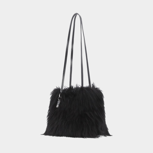LOUISE FAKE FUR SHOULDER BAG - 3 COLORS BLACK