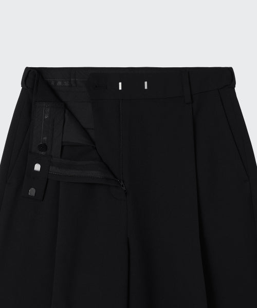 LOW WAIST DEEP TUCK EXTRA WIDE SLACKS BLACK