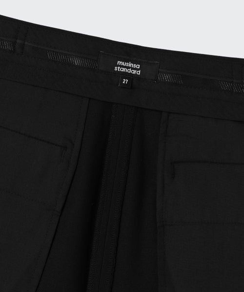 LOW WAIST DEEP TUCK EXTRA WIDE SLACKS BLACK