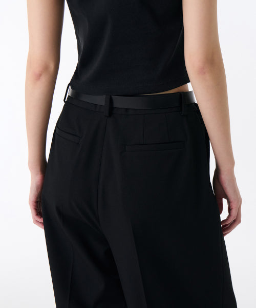 LOW WAIST DEEP TUCK EXTRA WIDE SLACKS BLACK