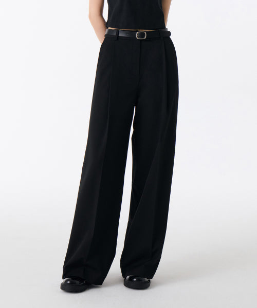 LOW WAIST DEEP TUCK EXTRA WIDE SLACKS BLACK