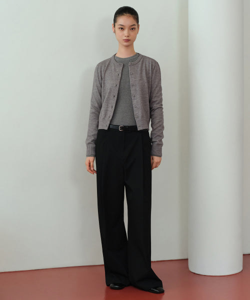 LOW WAIST DEEP TUCK EXTRA WIDE SLACKS BLACK