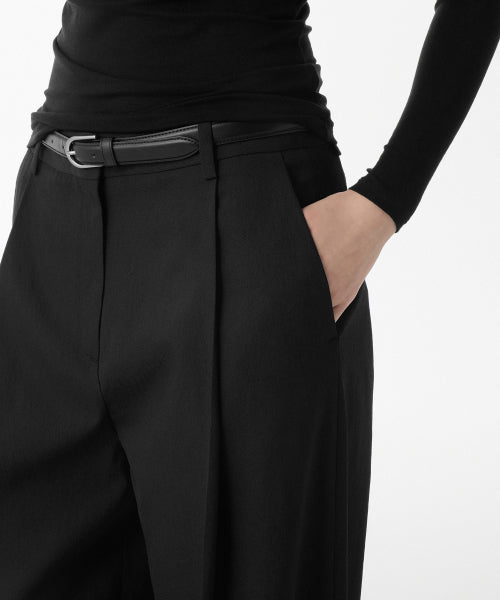 COOL TOUCH DEEP TUCK WIDE SLACKS - 3 COLORS BLACK