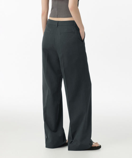 COOL TOUCH DEEP TUCK WIDE SLACKS - 3 COLORS DARK GRAY