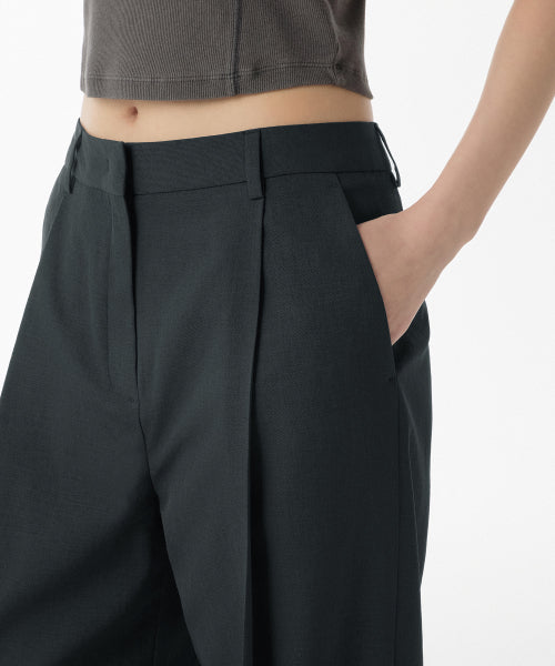 COOL TOUCH DEEP TUCK WIDE SLACKS - 3 COLORS DARK GRAY