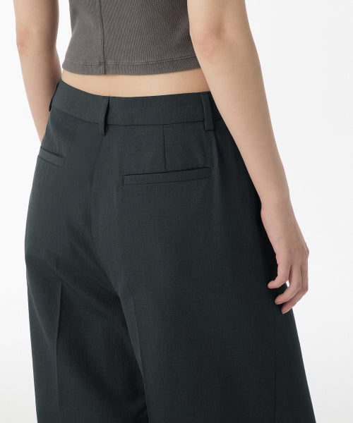 COOL TOUCH DEEP TUCK WIDE SLACKS - 3 COLORS DARK GRAY