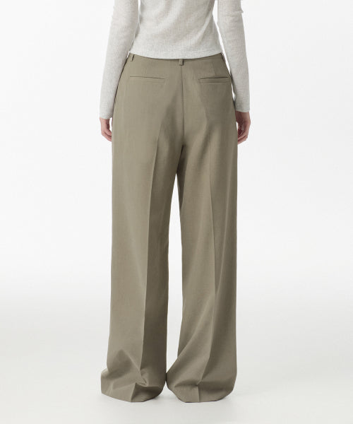 COOL TOUCH DEEP TUCK WIDE SLACKS - 3 COLORS GREIGE