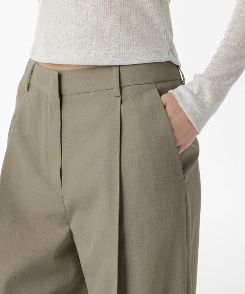 COOL TOUCH DEEP TUCK WIDE SLACKS - 3 COLORS GREIGE