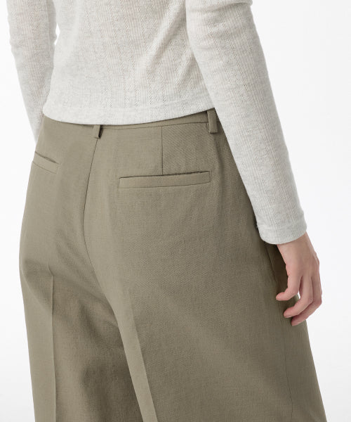 COOL TOUCH DEEP TUCK WIDE SLACKS - 3 COLORS GREIGE