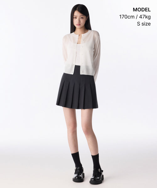 WOMENS SHEER ROUND NECK CARDIGAN #韓韶禧同款! - 7 COLORS WHITE