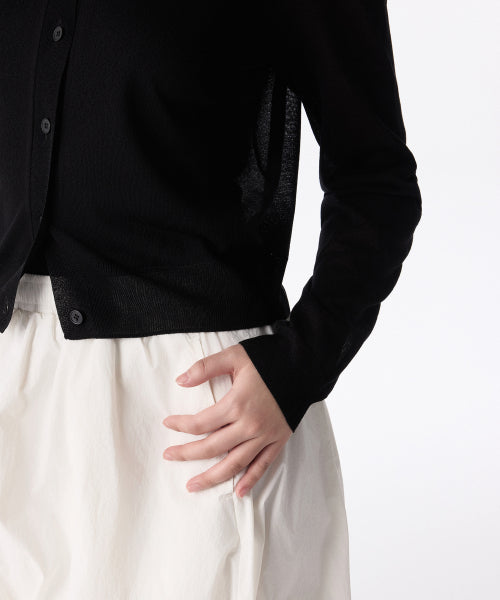 WOMENS SHEER ROUND NECK CARDIGAN #韓韶禧同款! - 7 COLORS BLACK