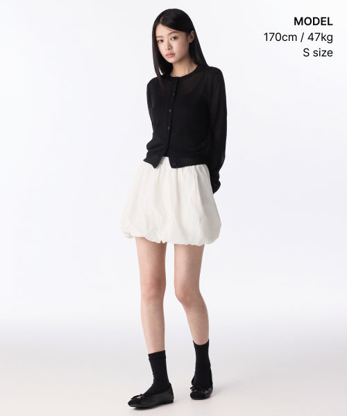 WOMENS SHEER ROUND NECK CARDIGAN #韓韶禧同款! - 7 COLORS BLACK