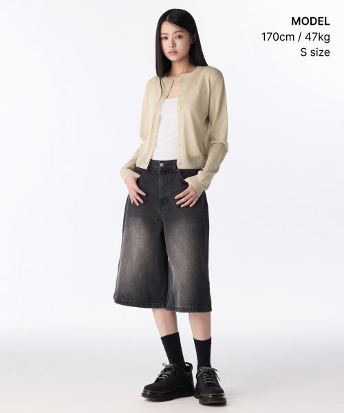WOMENS SHEER ROUND NECK CARDIGAN #韓韶禧同款! - 7 COLORS BEIGE