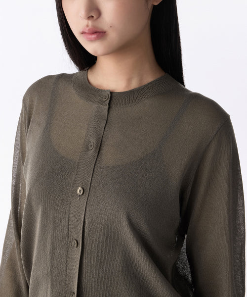 WOMENS SHEER ROUND NECK CARDIGAN #韓韶禧同款! - 7 COLORS GREY