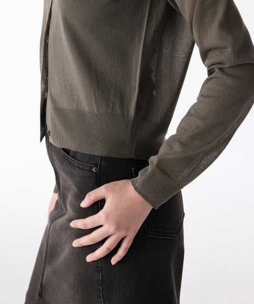 WOMENS SHEER ROUND NECK CARDIGAN #韓韶禧同款! - 7 COLORS GREY