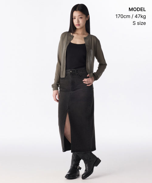 WOMENS SHEER ROUND NECK CARDIGAN #韓韶禧同款! - 7 COLORS GREY