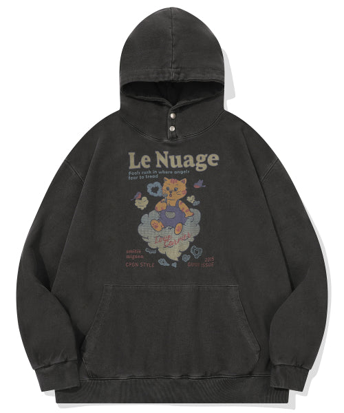 HEART PIGMENT SNAP HOODIE BLACK