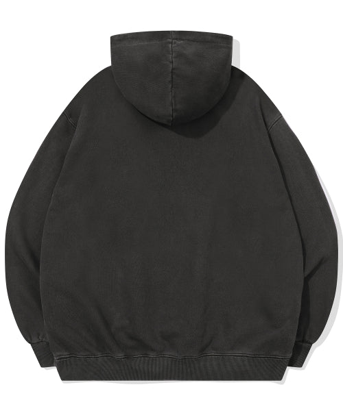 HEART PIGMENT SNAP HOODIE BLACK
