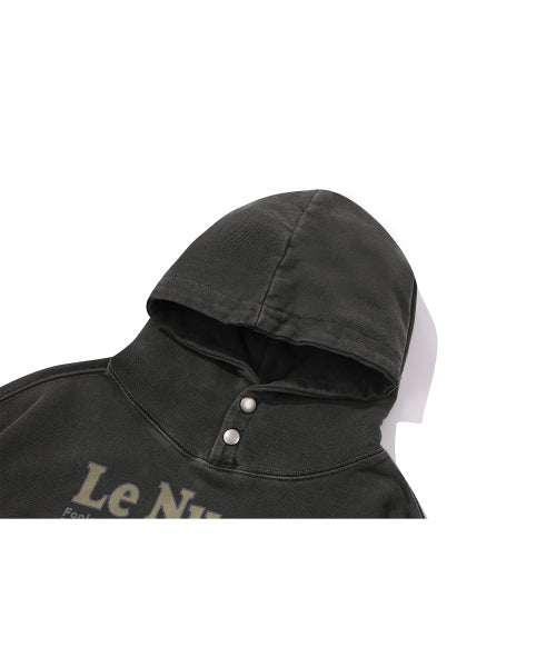 HEART PIGMENT SNAP HOODIE BLACK