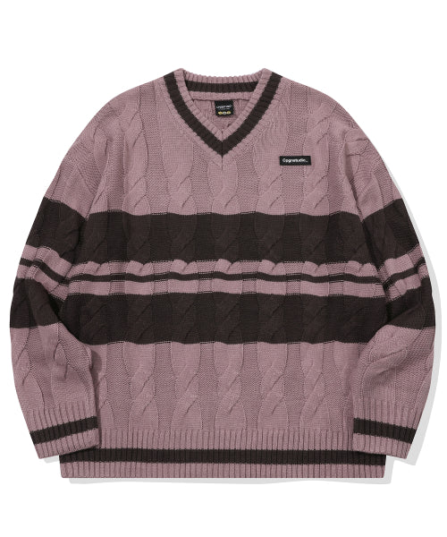 WAPPEN V-NECK KNIT - 3 COLORS PINK