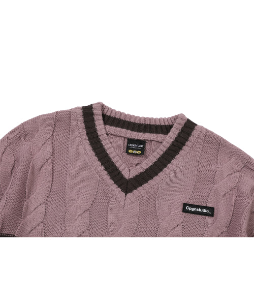 WAPPEN V-NECK KNIT - 3 COLORS PINK