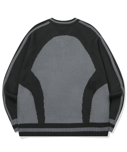 PANEL V-NECK KNIT - 2 COLORS CHARCOAL