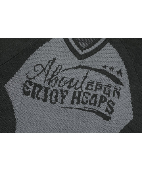 PANEL V-NECK KNIT - 2 COLORS CHARCOAL