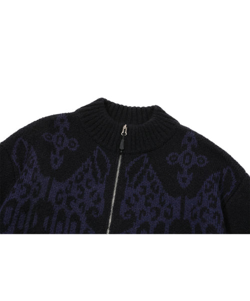 2-WAY ZIP-UP KNIT - 3 COLORS BLACK