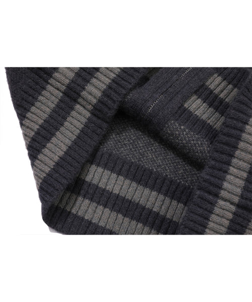2-WAY RIBBON CROP KNIT ZIP-UP CHARCOAL