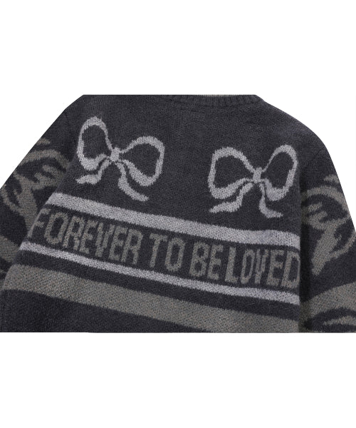 2-WAY RIBBON CROP KNIT ZIP-UP CHARCOAL