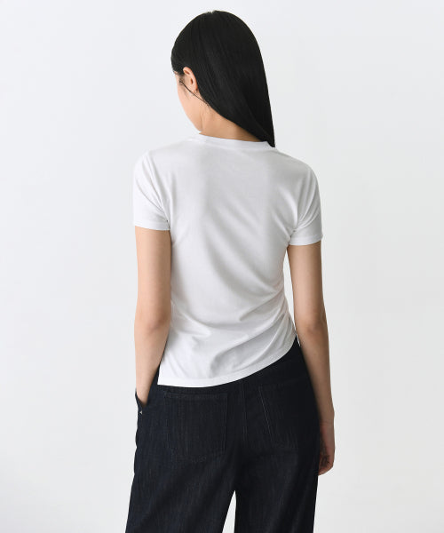 MUSINSA STANDARD TENCEL SIDE RUCHED TEE - 7 COLORS WHITE