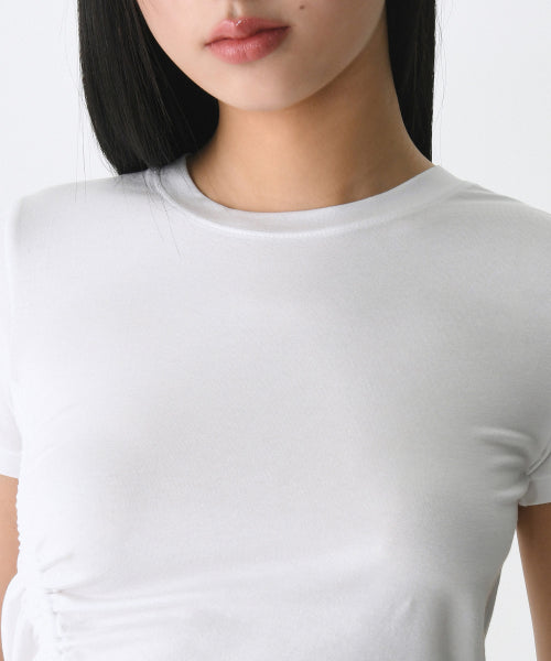 MUSINSA STANDARD TENCEL SIDE RUCHED TEE - 7 COLORS WHITE