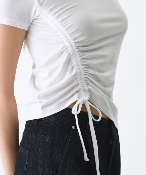 MUSINSA STANDARD TENCEL SIDE RUCHED TEE - 7 COLORS WHITE