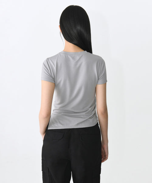 MUSINSA STANDARD TENCEL SIDE RUCHED TEE - 7 COLORS LIGHT GREY