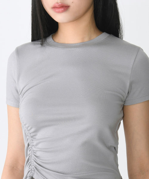 MUSINSA STANDARD TENCEL SIDE RUCHED TEE - 7 COLORS LIGHT GREY