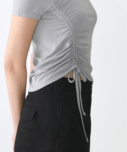 MUSINSA STANDARD TENCEL SIDE RUCHED TEE - 7 COLORS LIGHT GREY