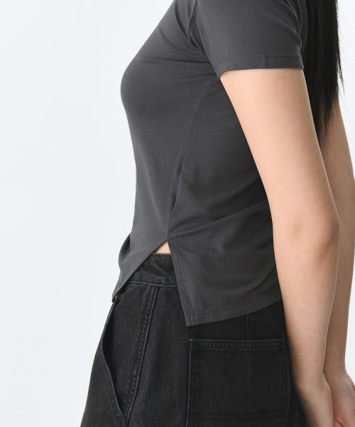 MUSINSA STANDARD TENCEL SIDE RUCHED TEE - 7 COLORS DARK GREY
