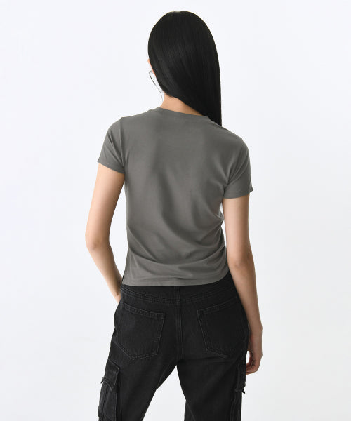 MUSINSA STANDARD TENCEL SIDE RUCHED TEE - 7 COLORS GREY