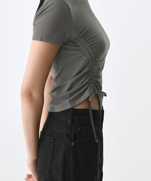 MUSINSA STANDARD TENCEL SIDE RUCHED TEE - 7 COLORS GREY