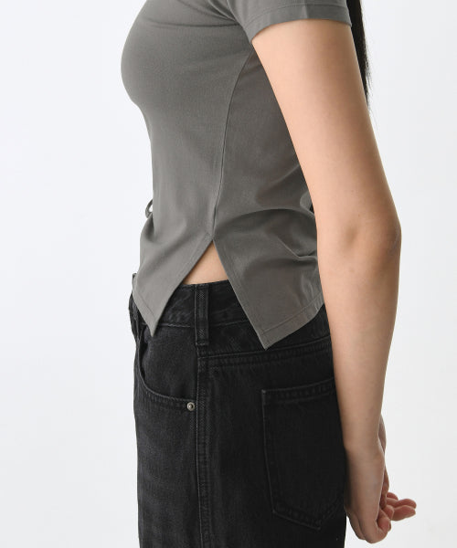 MUSINSA STANDARD TENCEL SIDE RUCHED TEE - 7 COLORS GREY