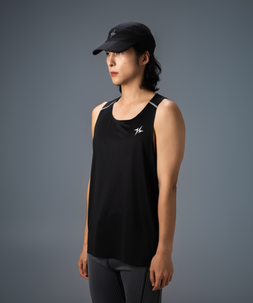 RUNNING SEAMLESS SINGLET BASIC - 2 COLORS BLACK