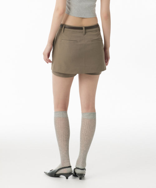 WOMENS LAYERED MINI SKORT #韓韶禧同款! - 4 COLORS BEIGE