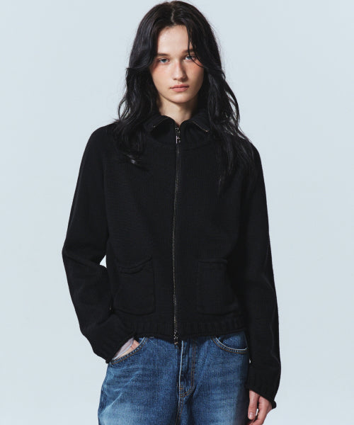 NICOLE JAQUARD KNIT CARDIGAN #徐睿知同款! - 2 COLORS BLACK
