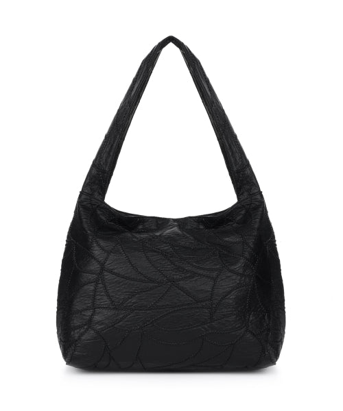 LEATHER WRINKLE TOTE BAG #徐睿知同款! BLACK