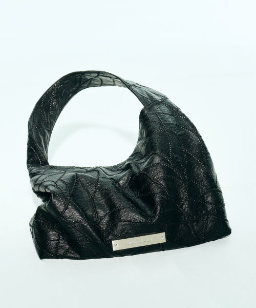 LEATHER WRINKLE TOTE BAG #徐睿知同款! BLACK