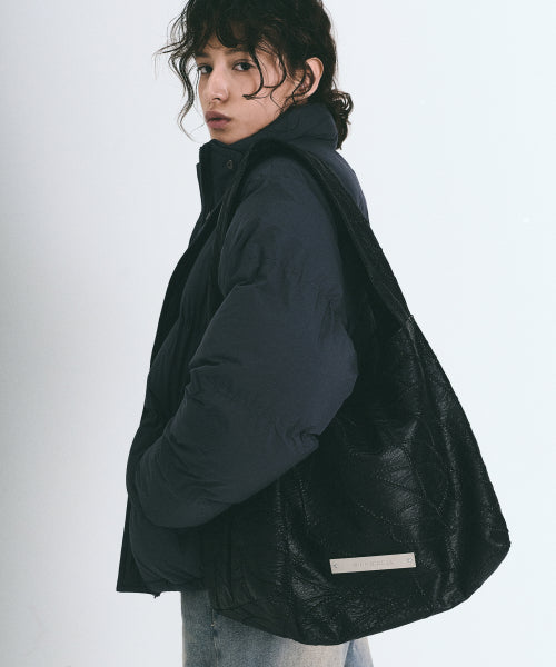 LEATHER WRINKLE TOTE BAG #徐睿知同款! BLACK